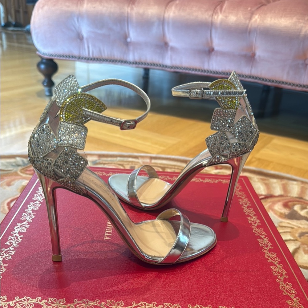 Gianvito Rossi  Silver Heels with Ankle Strap